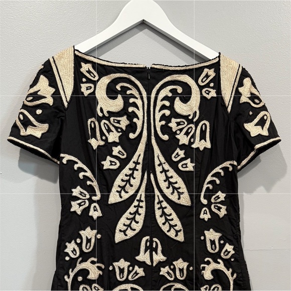French Connection Black & Beige Embroidered Dress Size 10 - Picture 12 of 12